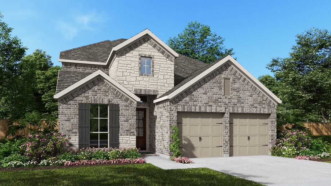 Representative exterior photo of a completed home built from the 2594W by Perry Homes in Santa Rita Ranch Tierra Rosa, Liberty Hill, TX (Image 2).