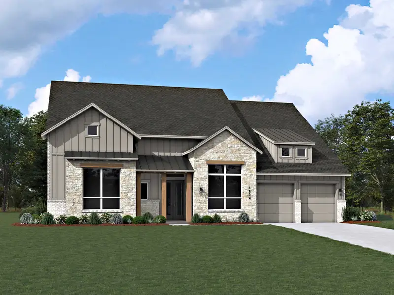 Representative exterior photo of a completed home built from the Treviso by Huntington Homes in Kresston 70s, Montgomery, TX (Image 20).