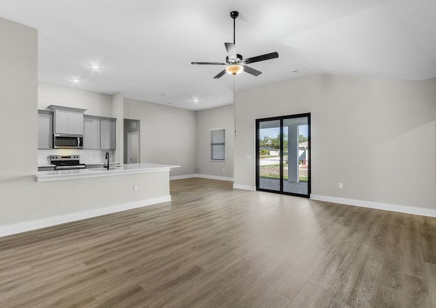 Move easily between the family room and kitchen