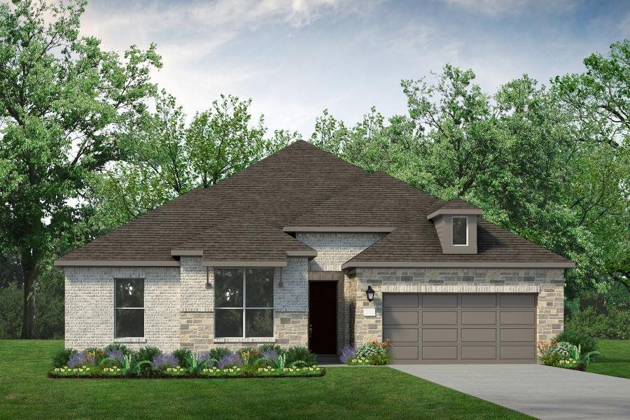 Representative exterior photo of a completed home built from the Travis by UnionMain Homes in Edgewater, Fate, TX (Image 5). Representative exterior photo of a completed home built from the Travis by UnionMain Homes in Edgewater, Fate, TX (Image 5).