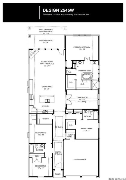 2D floor plan layout of this home in Arcadia Ridge, San Antonio, TX (Image 2).