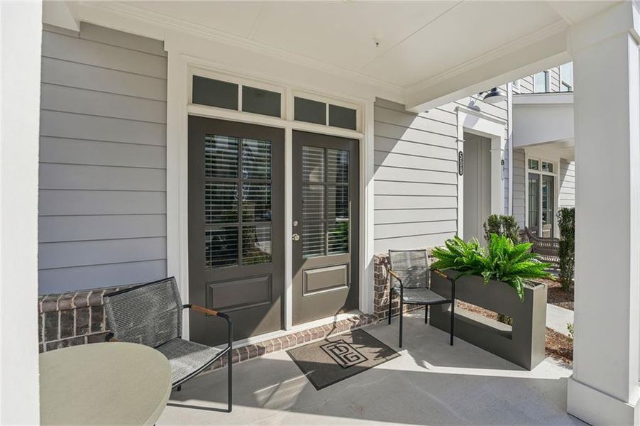 Exterior details and patio area of a home in Market Square at Sawnee Village, Cumming (Image 3).