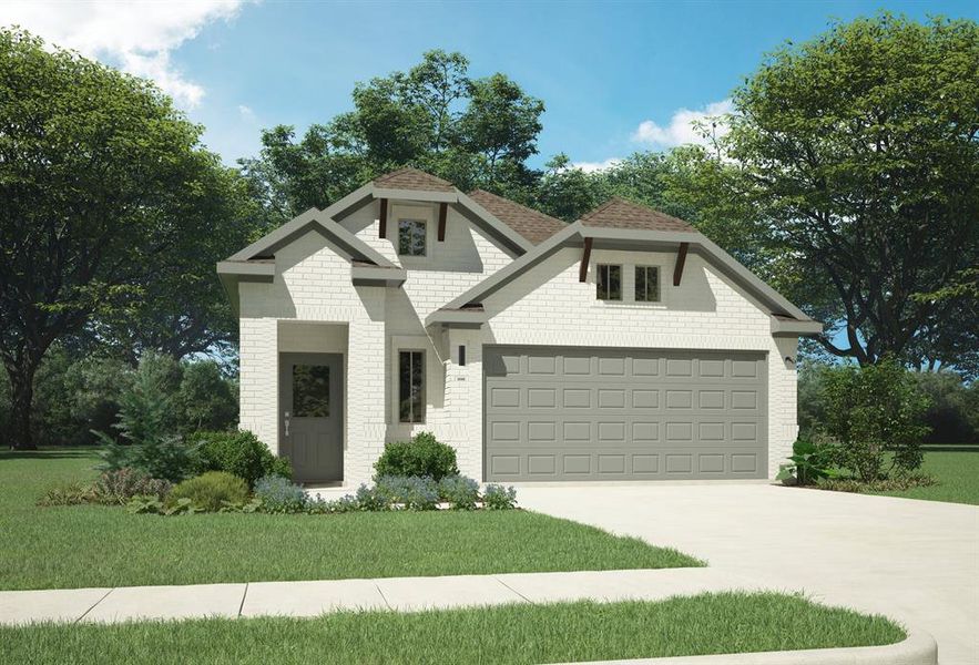 Front exterior of a new home in Lowry Trails, Princeton, TX, highlighting curb appeal (Image 1).