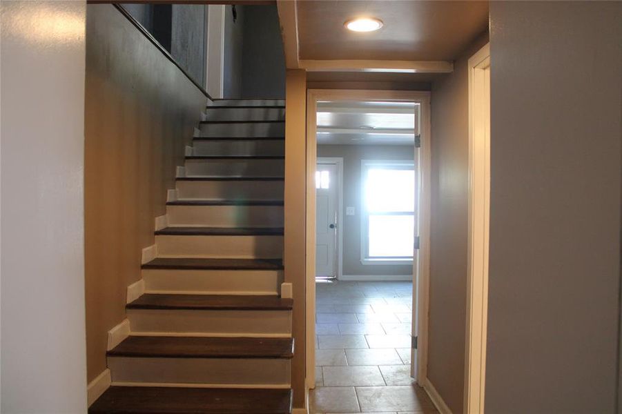 Stairway with baseboards Stairway with baseboards