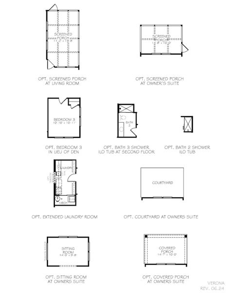 2D floor plan layout for the Verona by Epcon Communities in The Courtyards at Walters Farm, Huntersville, NC (Image 22).