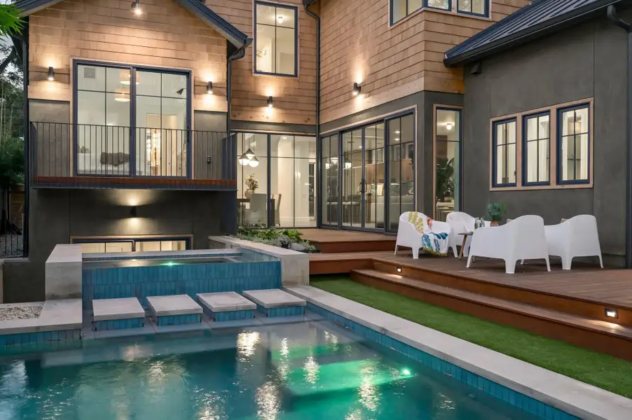 Exterior details and patio area of a home in , Austin (Image 2). Exterior details and patio area of a home in , Austin (Image 2).