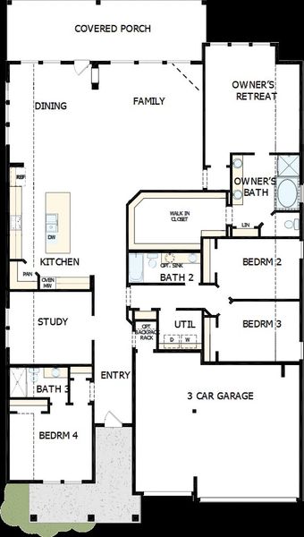 2D floor plan layout of this home in Davis Ranch 60', San Antonio, TX (Image 2).