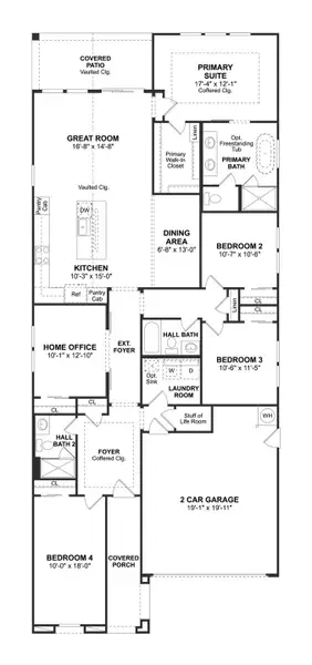 2D floor plan layout for the Cork by K. Hovnanian® Homes in Chalet at Legacy Place, Glendale, AZ (Image 3).