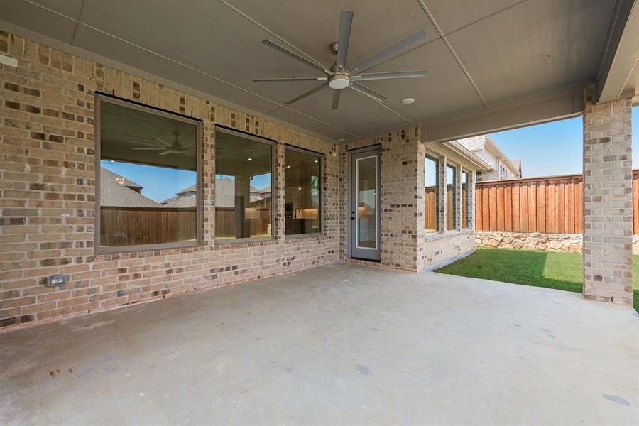View of patio / terrace featuring ceiling fan