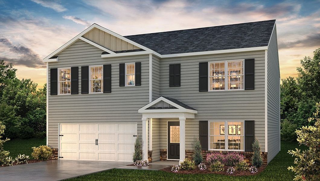 Representative exterior photo of a completed home built from the Hayden by D.R. Horton in Rolling Hills, Candler, NC (Image 2). Representative exterior photo of a completed home built from the Hayden by D.R. Horton in Rolling Hills, Candler, NC (Image 2).