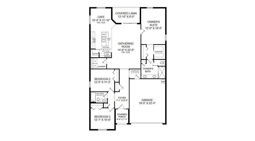 2D floor plan layout for the Sophia by Highland Homes of Florida in Myrtlebrook Preserve, Lakeland, FL (Image 4).