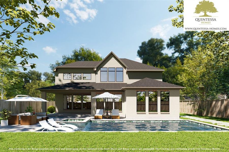 Artist Rendering of Backyard. Pool and sod are not included in home.