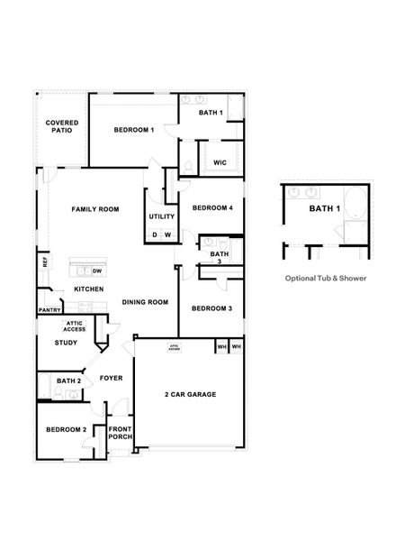 2D floor plan layout for the The Lakeway by D.R. Horton in Mayfair, New Braunfels, TX (Image 5). 2D floor plan layout for the The Lakeway by D.R. Horton in Mayfair, New Braunfels, TX (Image 5).
