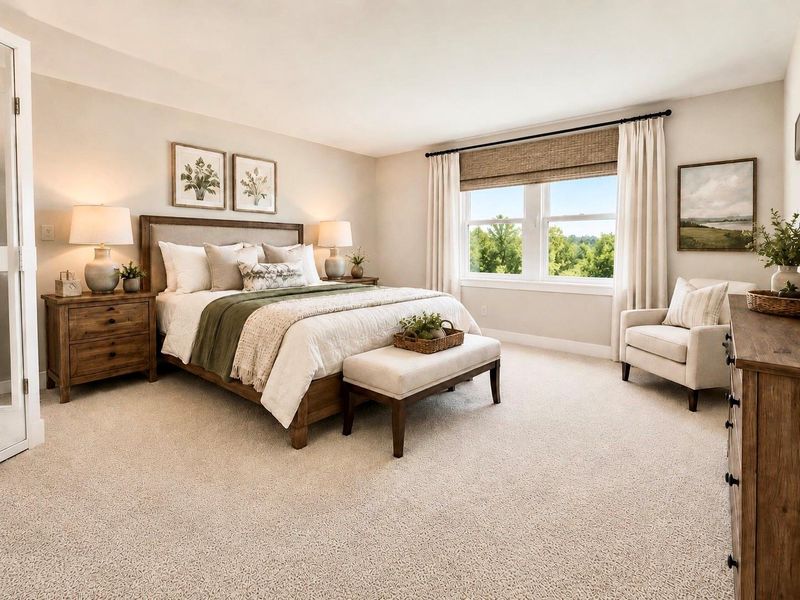 This second upstairs secondary bedroom offers a comfortable layout with natural light, a nice-sized closet, and room for a full bedroom furniture setup. The clean layout and efficient use of space add everyday functionality to the second floor. * Photo rendering shown as home is currently under construction | Final appearance may vary * This second upstairs secondary bedroom offers a comfortable layout with natural light, a nice-sized closet, and room for a full bedroom furniture setup. The clean layout and efficient use of space add everyday functionality to the second floor. * Photo rendering shown as home is currently under construction | Final appearance may vary *