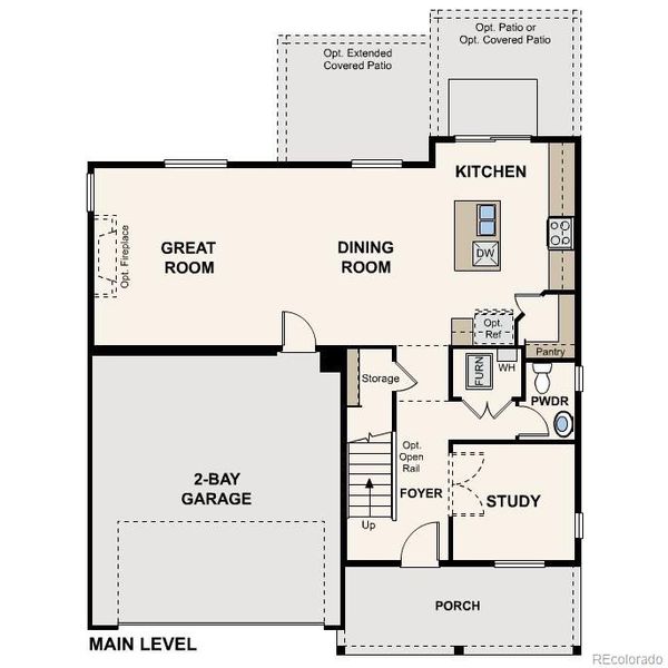 2D floor plan layout of this home in The Haven II Collection  at Painted Prairie, Aurora, CO (Image 3).