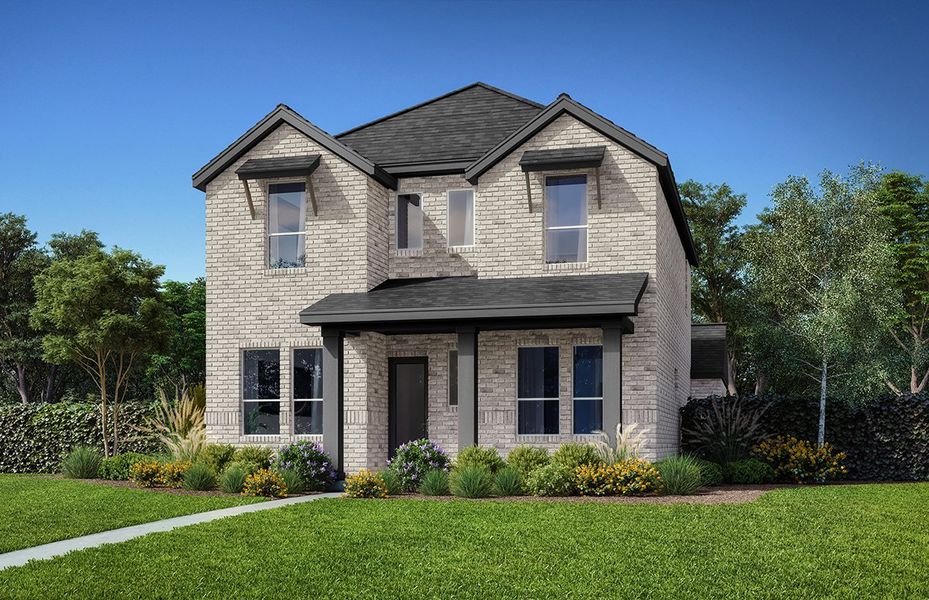 Representative exterior photo of a completed home built from the Aubrey by Landon Homes in Dominion at Brookhollow, Prosper, TX (Image 24).