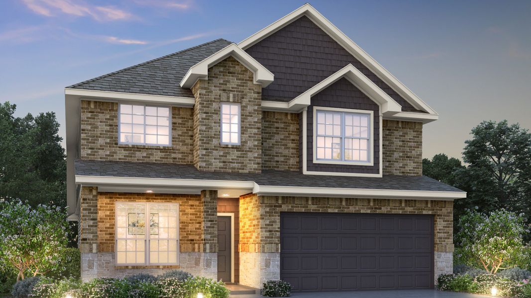 Representative exterior photo of a completed home built from the The Lazio by Legend Homes in Bluestem, Brookshire, TX (Image 23).