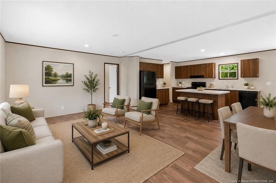 Virtually staged living room