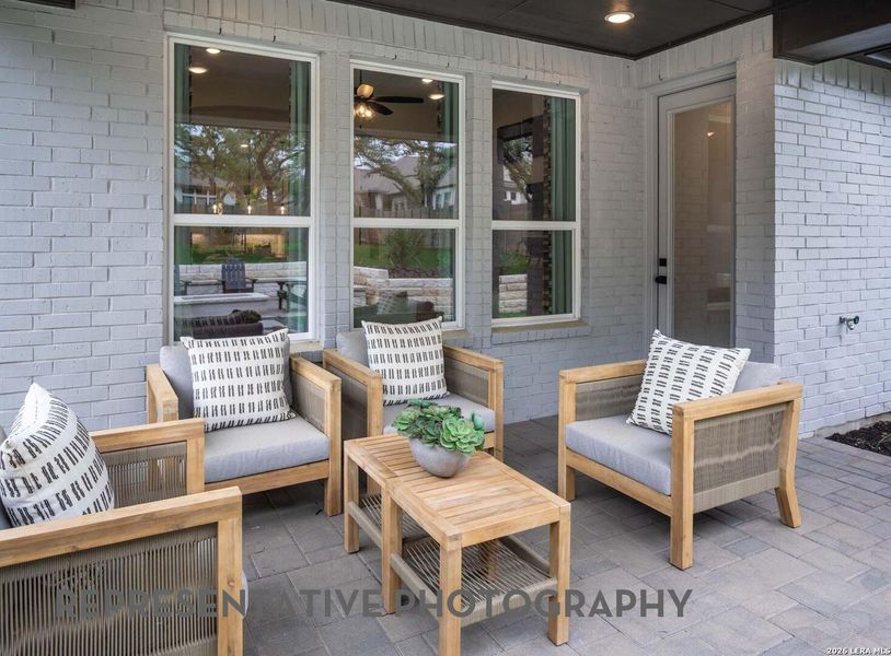 Exterior details and patio area of a home in Prominence, San Antonio (Image 3).