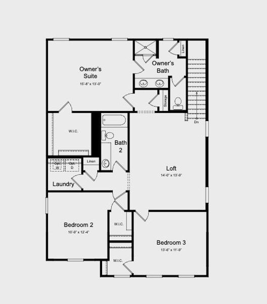 2D floor plan layout for the Stella by Taylor Morrison in Eagle Trace, Wendell, NC (Image 3).