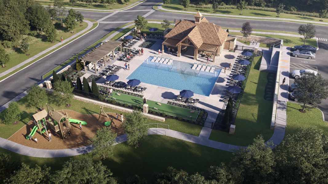 Enjoy community amenities at Station Hill including swimming pool, play lawn, and playground.