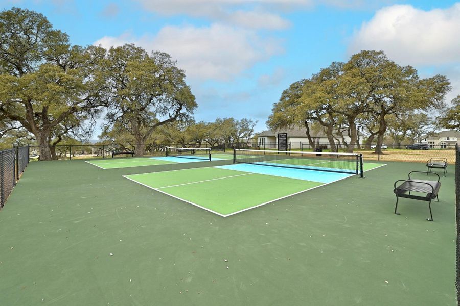 Pickleball courtspromote friendly competitionamongs neighbors.