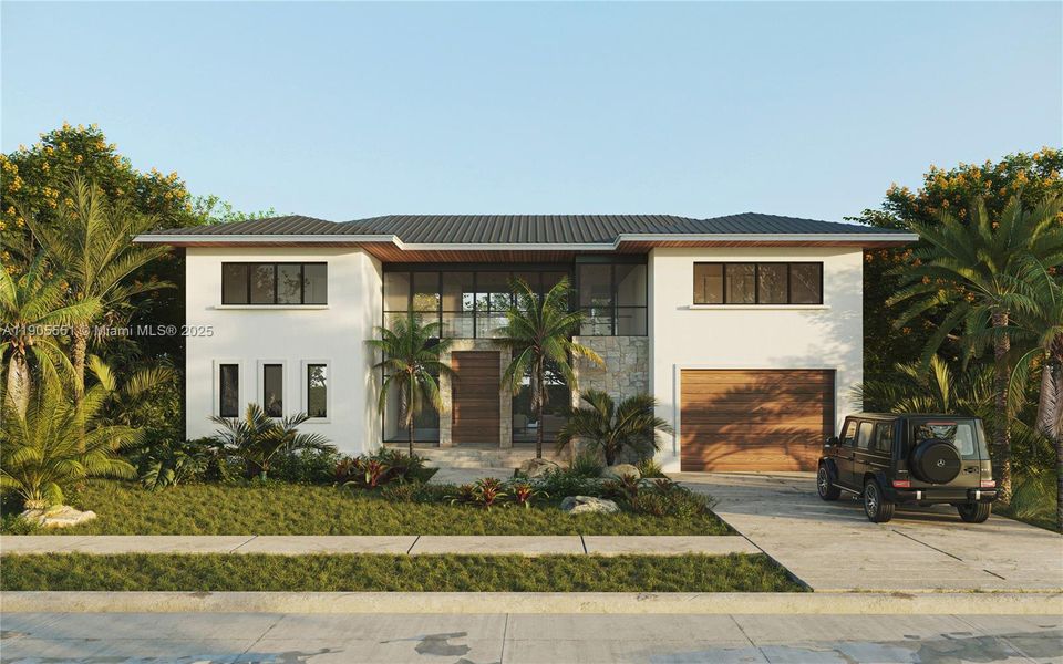 Front exterior of a new home in , Coral Gables, FL, highlighting curb appeal (Image 1). Front exterior of a new home in , Coral Gables, FL, highlighting curb appeal (Image 1).