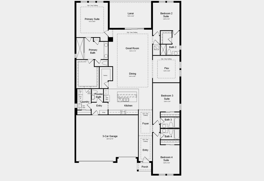 2D floor plan layout for the Bradley by Taylor Morrison in Lochside, Mount Dora, FL (Image 3).