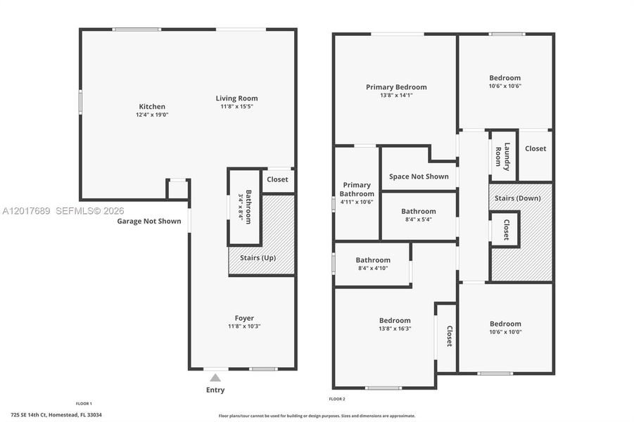 2D floor plan layout of this home in , Homestead, FL (Image 6).