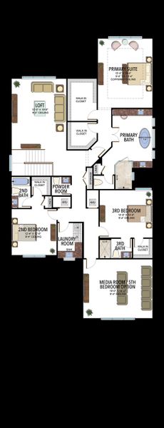 2D floor plan layout for the Mallorca by GL Homes in Lotus Edge, Boca Raton, FL (Image 6).