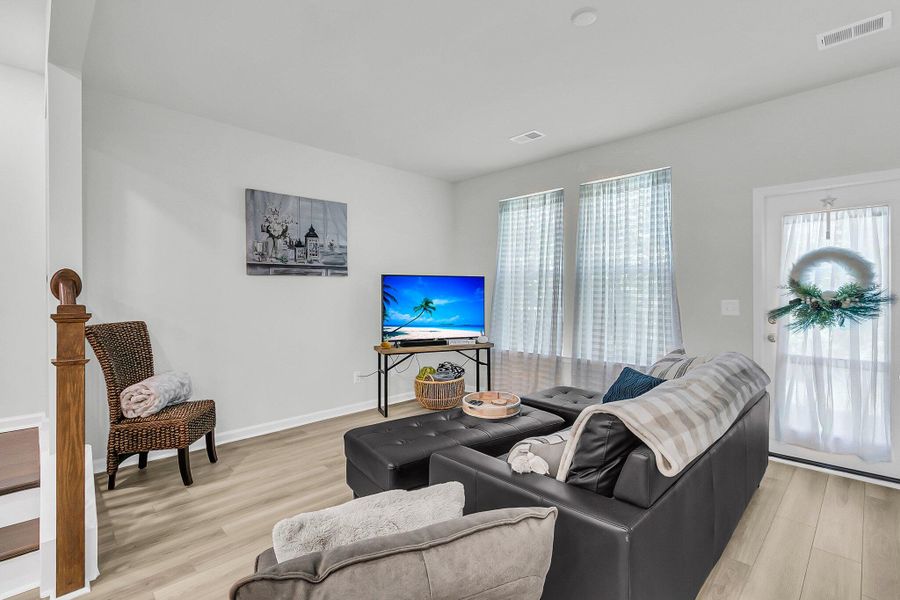 Furnished interior view inside a new home in Boykins Run Townhomes, Moncks Corner (Image 4). Furnished interior view inside a new home in Boykins Run Townhomes, Moncks Corner (Image 4).