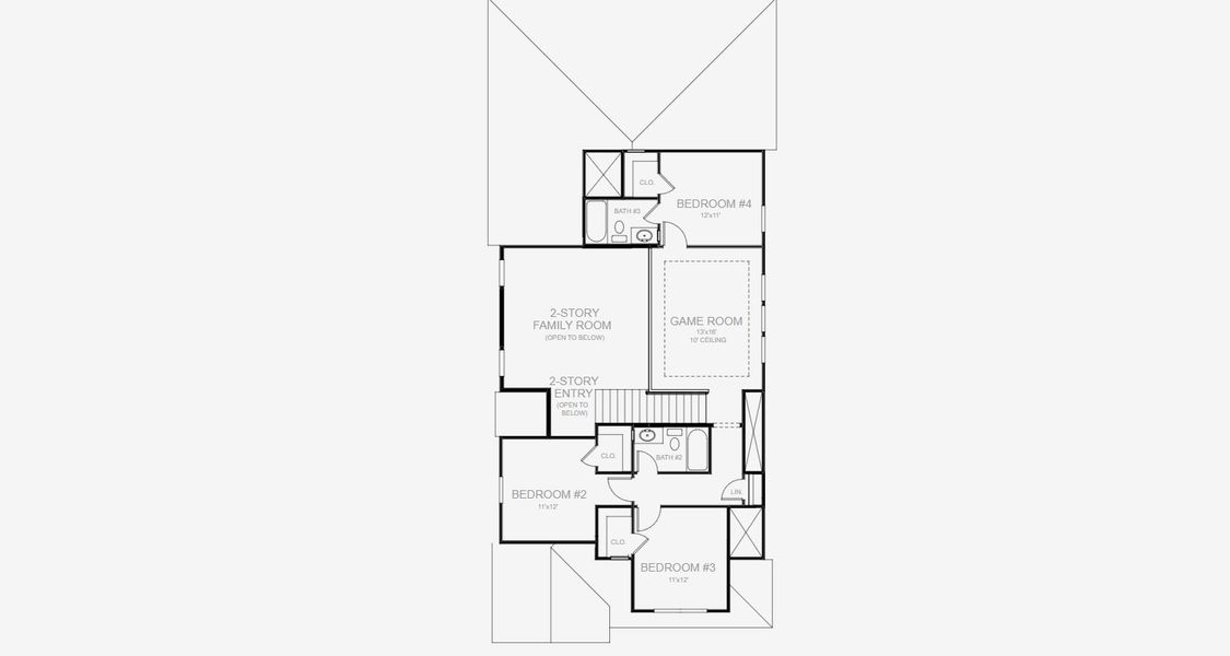 2D floor plan layout for the 2407E by Perry Homes in Legacy At Lake Dunlap 40', New Braunfels, TX (Image 4).