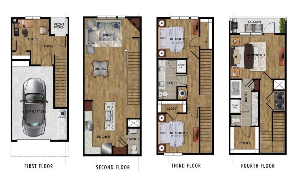 2D floor plan layout for the 4A by Urban Genesis in Grayson House, San Antonio, TX (Image 1). 2D floor plan layout for the 4A by Urban Genesis in Grayson House, San Antonio, TX (Image 1).