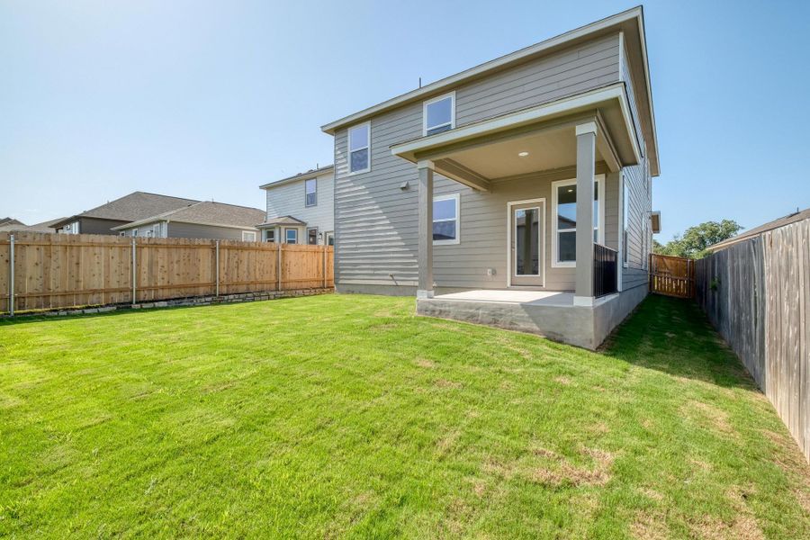 Front exterior of a new home in Sonterra - Cool Water, Jarrell, TX, highlighting curb appeal (Image 15). Front exterior of a new home in Sonterra - Cool Water, Jarrell, TX, highlighting curb appeal (Image 15).