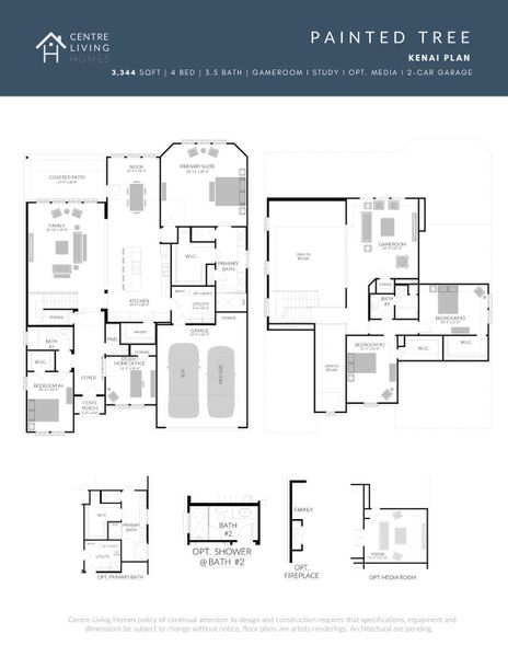 2D floor plan layout for the Kenai by Centre Living Homes in Dove Hollow, Waxahachie, TX (Image 3). 2D floor plan layout for the Kenai by Centre Living Homes in Dove Hollow, Waxahachie, TX (Image 3).