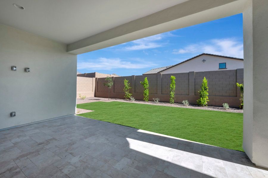Exterior details and patio area of a home in Overlook at Verrado Regent Hills, Buckeye (Image 3).