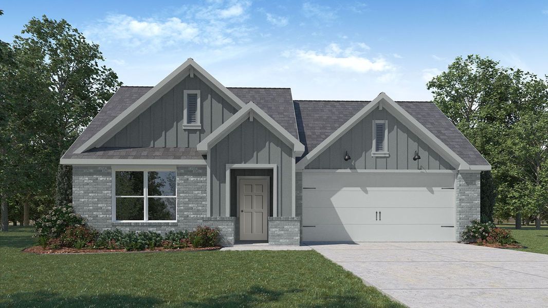 Front exterior of a new home in Mesa Ridge, Temple, TX, highlighting curb appeal (Image 1).