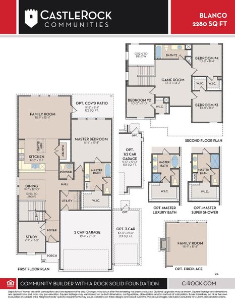 2D floor plan layout for the Blanco by CastleRock Communities in Brush Creek, Fairview, TN (Image 3).