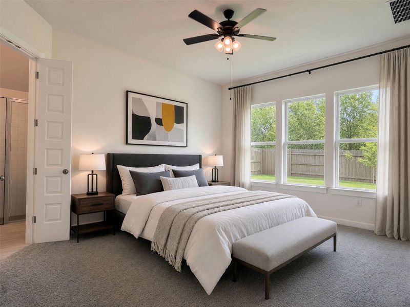 Furnished interior view inside a new home in The Colony, Bastrop (Image 6). Furnished interior view inside a new home in The Colony, Bastrop (Image 6).