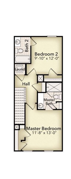 2D floor plan layout for the Sedona by Parkside Builders in The Parks of Mill Town, Chattanooga, TN (Image 4).