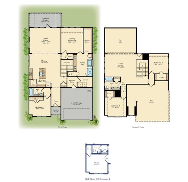 2D floor plan layout for the 4201 by Risland Homes in Wildflower Ranch, Justin, TX (Image 3). 2D floor plan layout for the 4201 by Risland Homes in Wildflower Ranch, Justin, TX (Image 3).