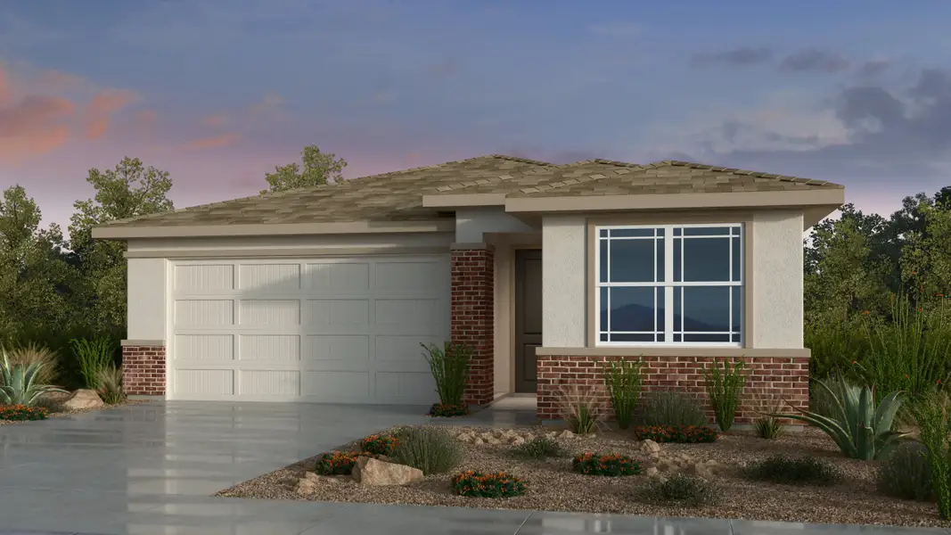 Representative exterior photo of a completed home built from the Quartz by Taylor Morrison in Artisan at Asante, Surprise, AZ (Image 2). Representative exterior photo of a completed home built from the Quartz by Taylor Morrison in Artisan at Asante, Surprise, AZ (Image 2).
