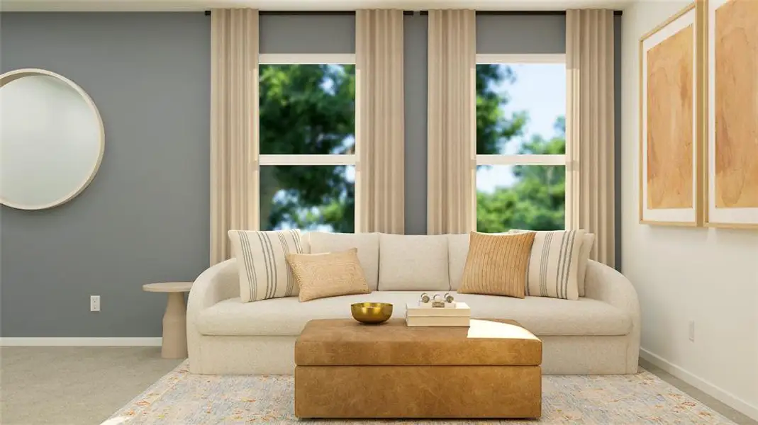 Furnished interior view inside a new home in Creekview: Fossil Ridge Cottage, Pilot Point (Image 9). Furnished interior view inside a new home in Creekview: Fossil Ridge Cottage, Pilot Point (Image 9).