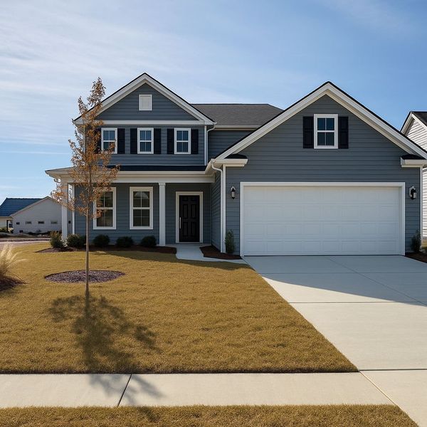 Front exterior of a new home in Crescent Cove, Myrtle Beach, SC, highlighting curb appeal (Image 2). Front exterior of a new home in Crescent Cove, Myrtle Beach, SC, highlighting curb appeal (Image 2).