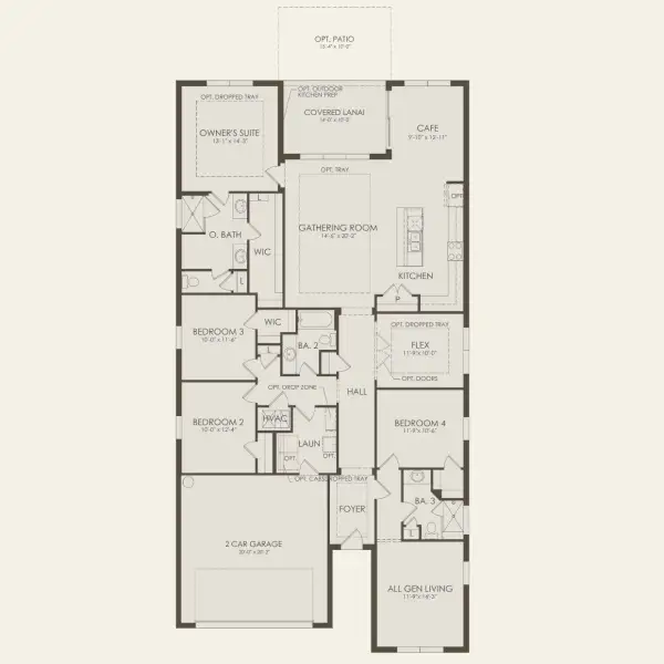 2D floor plan layout for the Concord by Pulte Homes in Waypointe, Port Orange, FL (Image 5).