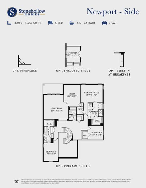 2D floor plan layout for the Newport (Side) by Stonehollow Homes in Pioneer Estates, Blue Ridge, TX (Image 3). 2D floor plan layout for the Newport (Side) by Stonehollow Homes in Pioneer Estates, Blue Ridge, TX (Image 3).