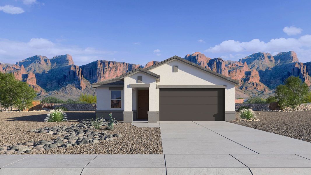 Representative exterior photo of a completed home built from the Abbot by D.R. Horton in Upper Canyon, Phoenix, AZ (Image 1).