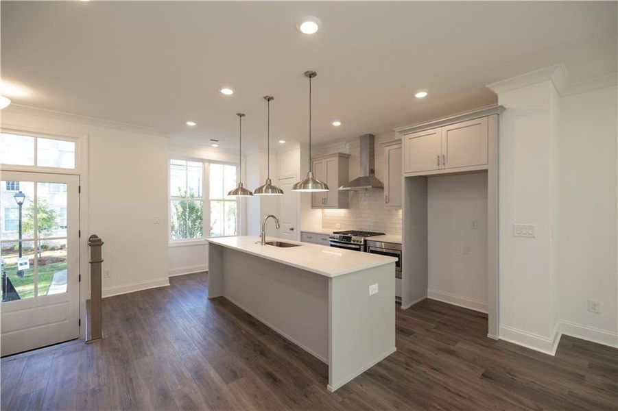 Furnished interior view inside a new home in Palisades Townhomes, Cumming (Image 7). Furnished interior view inside a new home in Palisades Townhomes, Cumming (Image 7).