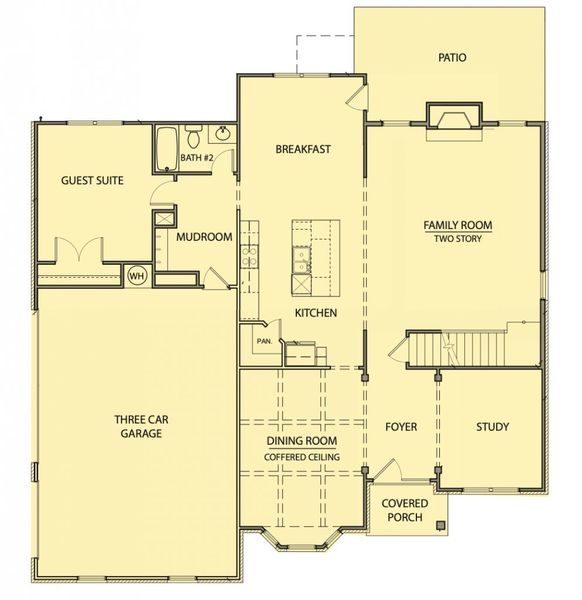 2D floor plan layout for the Parker by Kerley Family Homes in The Estates at Hurricane Pointe, Douglasville, GA (Image 3).