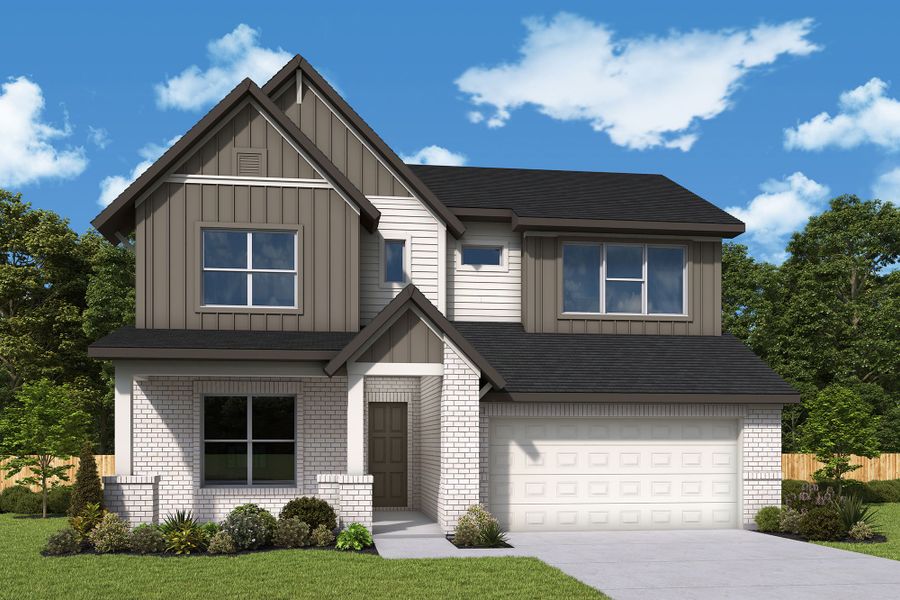 Representative exterior photo of a completed home built from the The Primrose by David Weekley Homes in Bridgeland Central: Emerald Heights - Enclave Collection, Cypress, TX (Image 2).